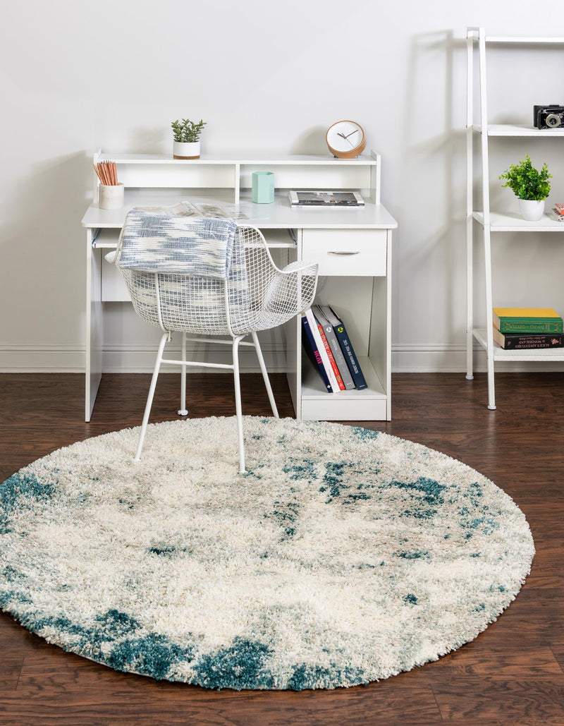 Cozy Haven Shag Collection Area Rug -  Tranquility (Sage Green) Round Sage Green  lifestyle 22