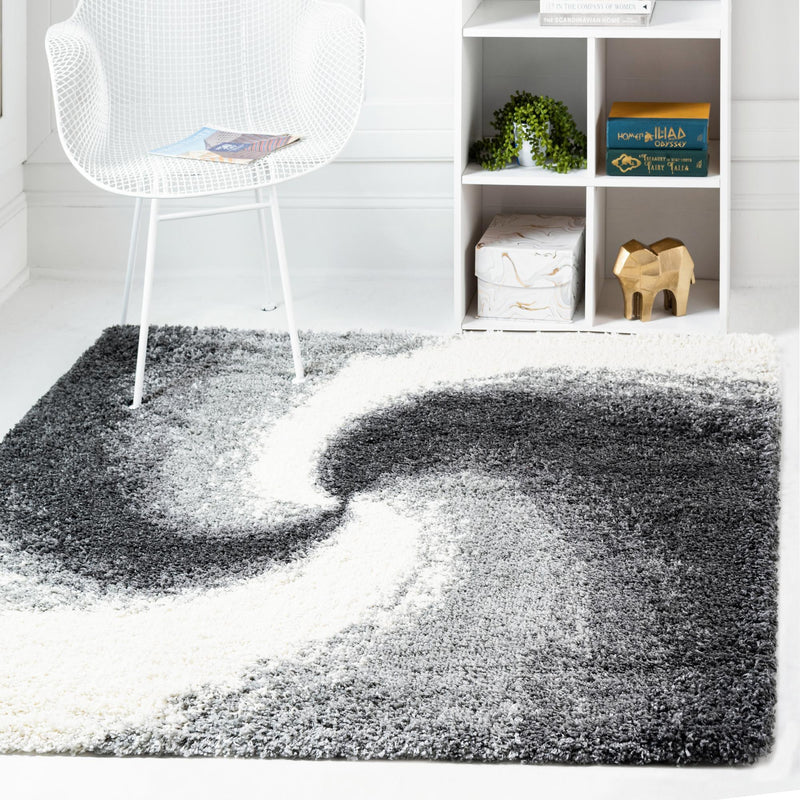 Cozy Haven Shag Collection Area Rug -  Oasis Square Smoke Gray  lifestyle 73