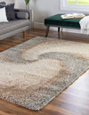 Cozy Haven Shag Collection Area Rug -  Oasis Rectangle Khaki  lifestyle 12