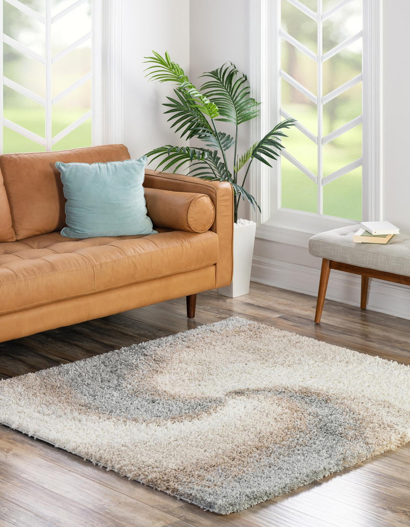 Cozy Haven Shag Collection Area Rug -  Oasis Square Khaki  lifestyle 63