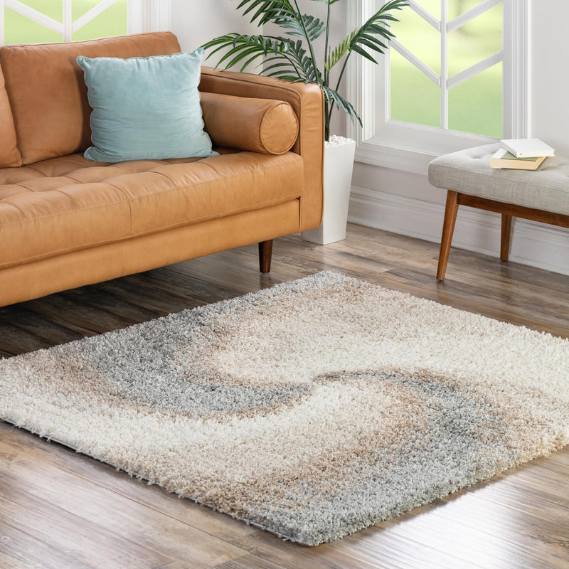 Cozy Haven Shag Collection Area Rug -  Oasis Square Khaki  lifestyle 109