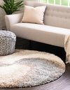 Cozy Haven Shag Collection Area Rug -  Oasis Round Khaki  lifestyle 64