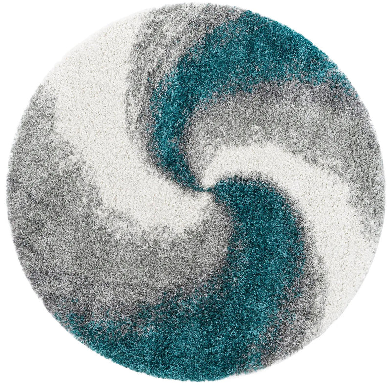 Cozy Haven Shag Collection Area Rug -  Oasis Round Turquoise  lifestyle 47