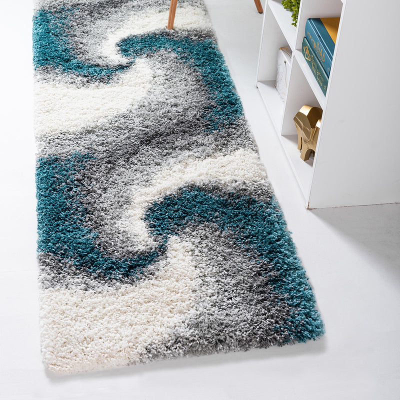 Cozy Haven Shag Collection Area Rug -  Oasis Runner Turquoise  lifestyle 54