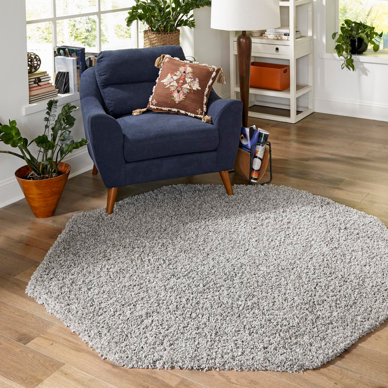 Plush Oasis Collection Area Rug - Serenity (Cloud Gray) Octagon Cloud Gray  lifestyle 41