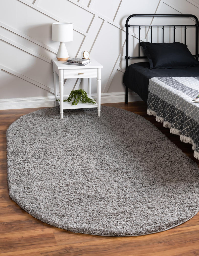 Plush Oasis Collection Area Rug - Serenity (Cloud Gray) Oval Cloud Gray  lifestyle 0