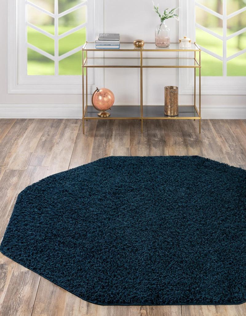 Plush Oasis Collection Area Rug - Serenity (Sapphire Blue) Octagon Sapphire Blue  lifestyle 0