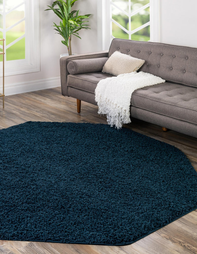 Plush Oasis Collection Area Rug - Serenity (Sapphire Blue) Octagon Sapphire Blue  lifestyle 6