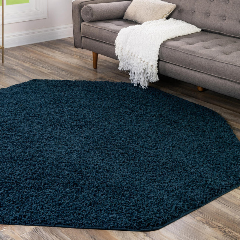 Plush Oasis Collection Area Rug - Serenity (Sapphire Blue) Octagon Sapphire Blue  lifestyle 36