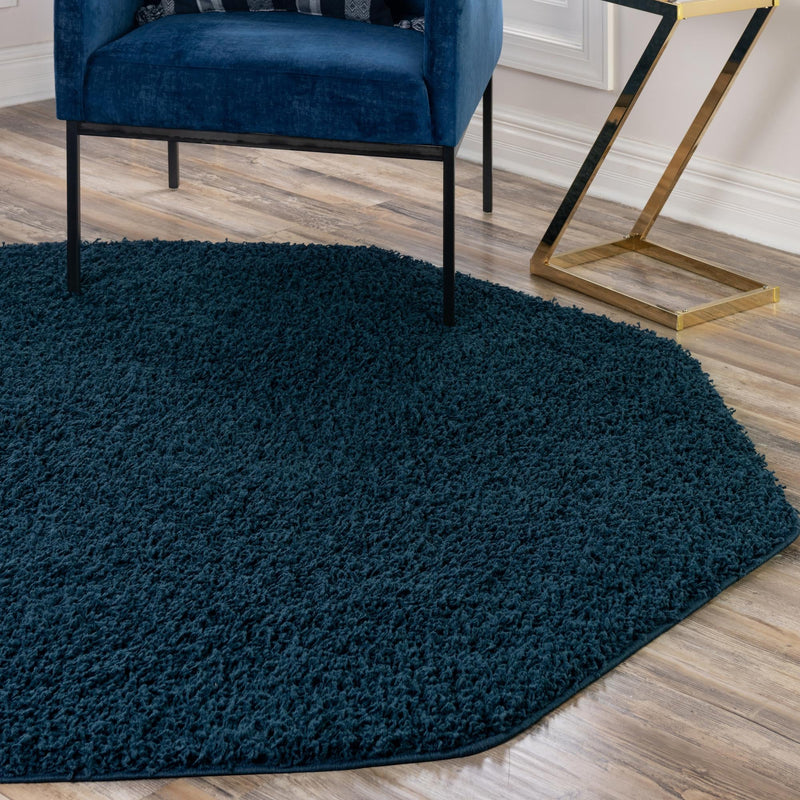 Plush Oasis Collection Area Rug - Serenity (Sapphire Blue) Octagon Sapphire Blue  lifestyle 37