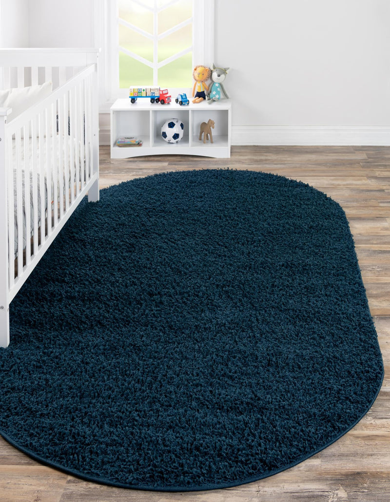 Plush Oasis Collection Area Rug - Serenity (Sapphire Blue) Oval Sapphire Blue  lifestyle 0