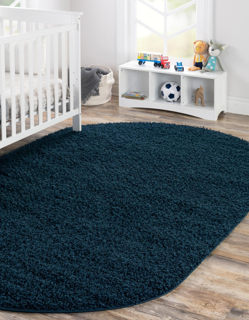 Plush Oasis Collection Area Rug - Serenity (Sapphire Blue) Oval Sapphire Blue  lifestyle 6