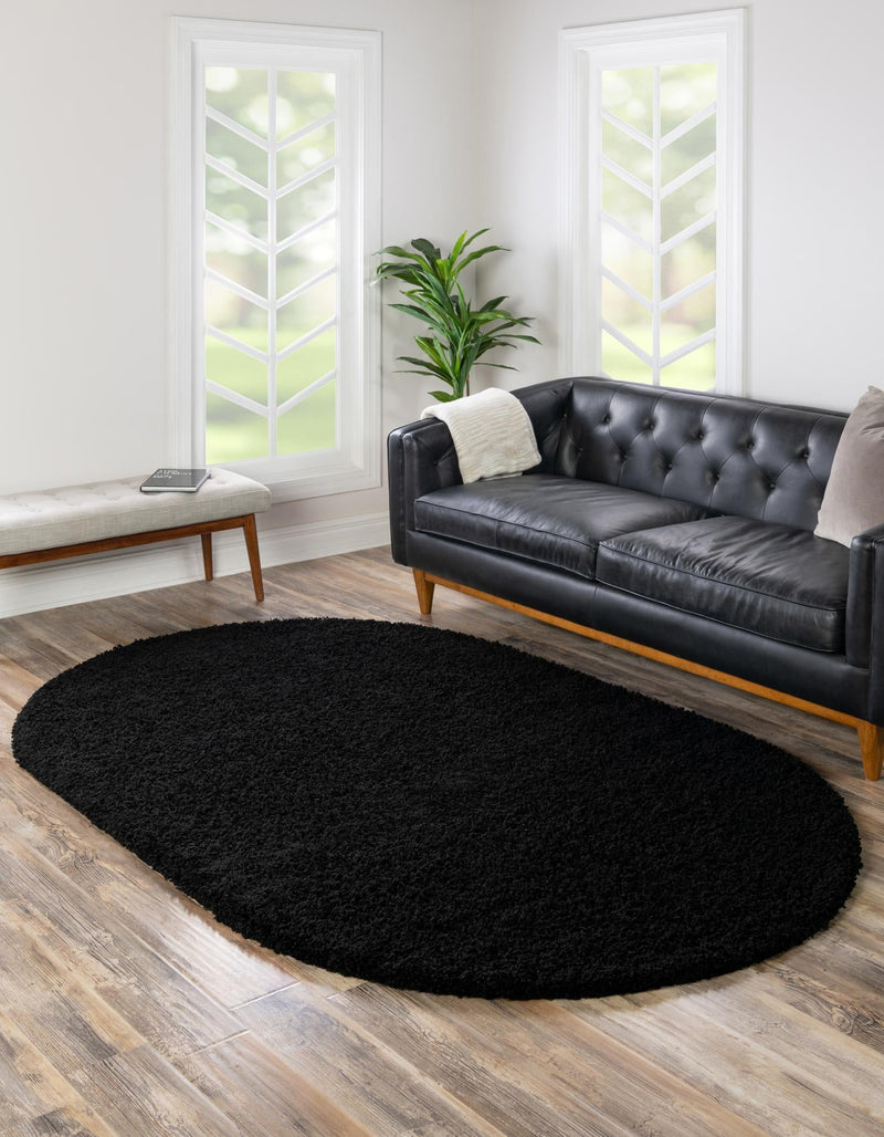 Plush Oasis Collection Area Rug - Serenity (Jet Black) Oval Jet Black  lifestyle 6