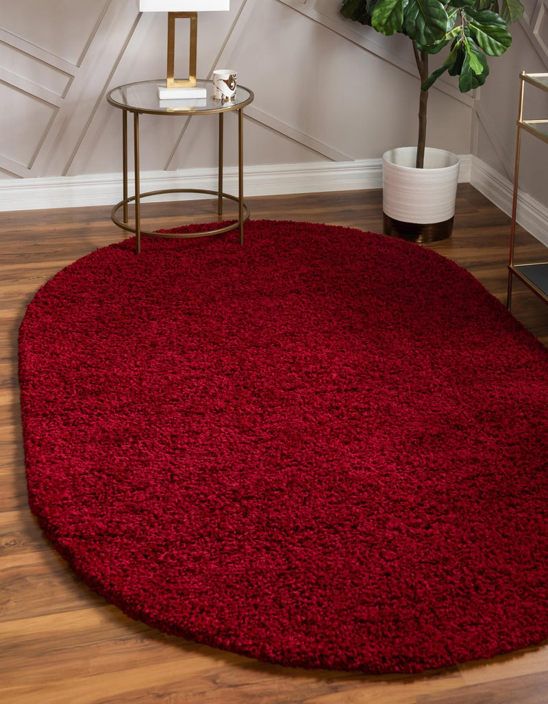 Plush Oasis Collection Area Rug - Serenity (Cherry Red) Oval Cherry Red  lifestyle 0