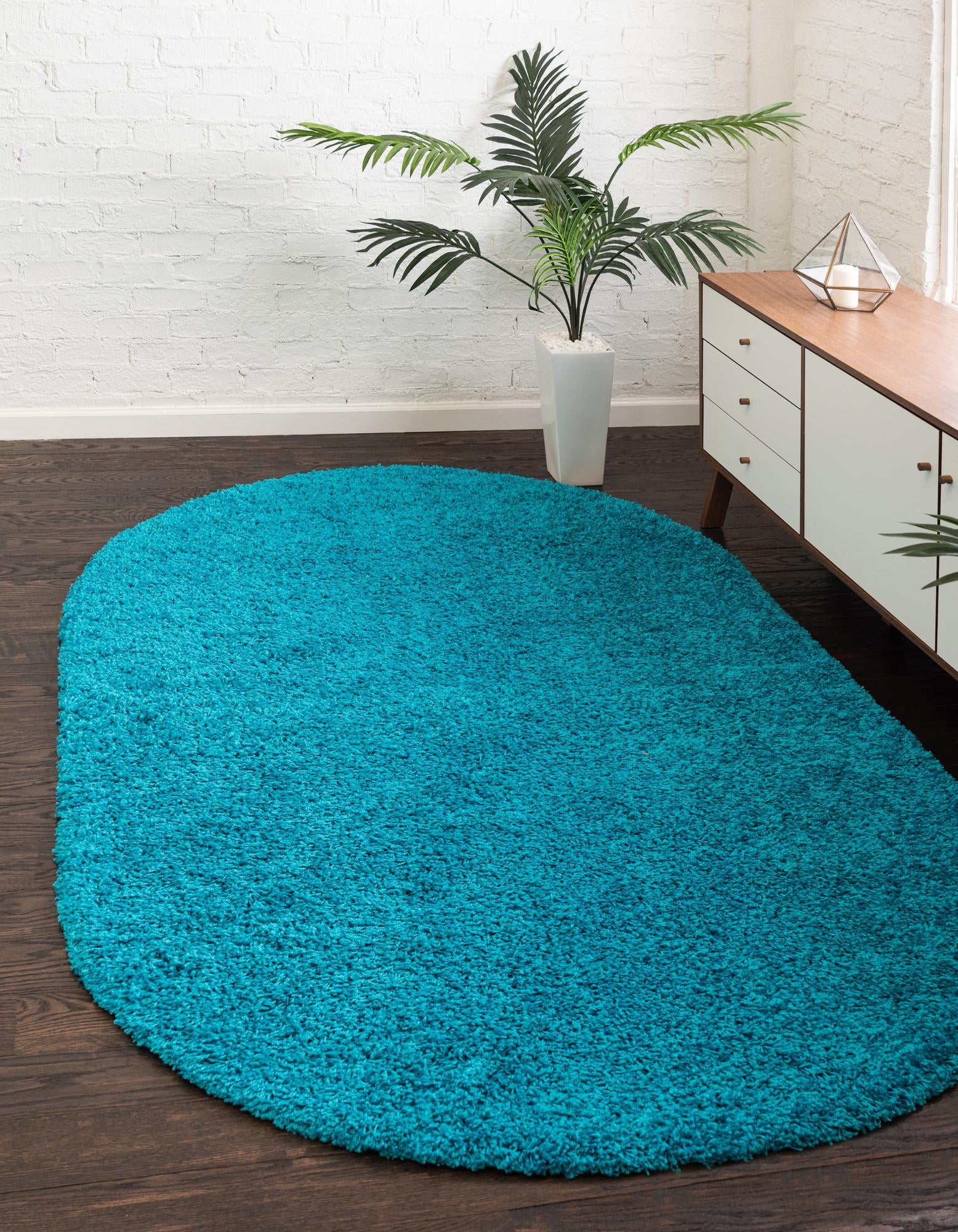 Plush Oasis Collection Area Rug - Serenity (Turquoise)