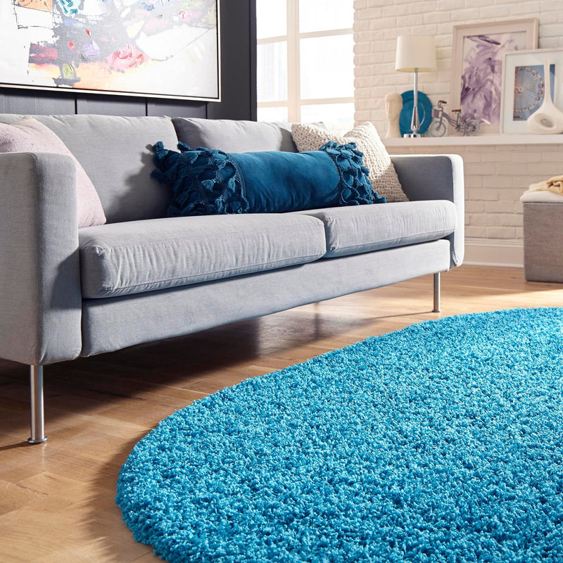 Plush Oasis Collection Area Rug - Serenity (Turquoise) Oval Turquoise  lifestyle 35