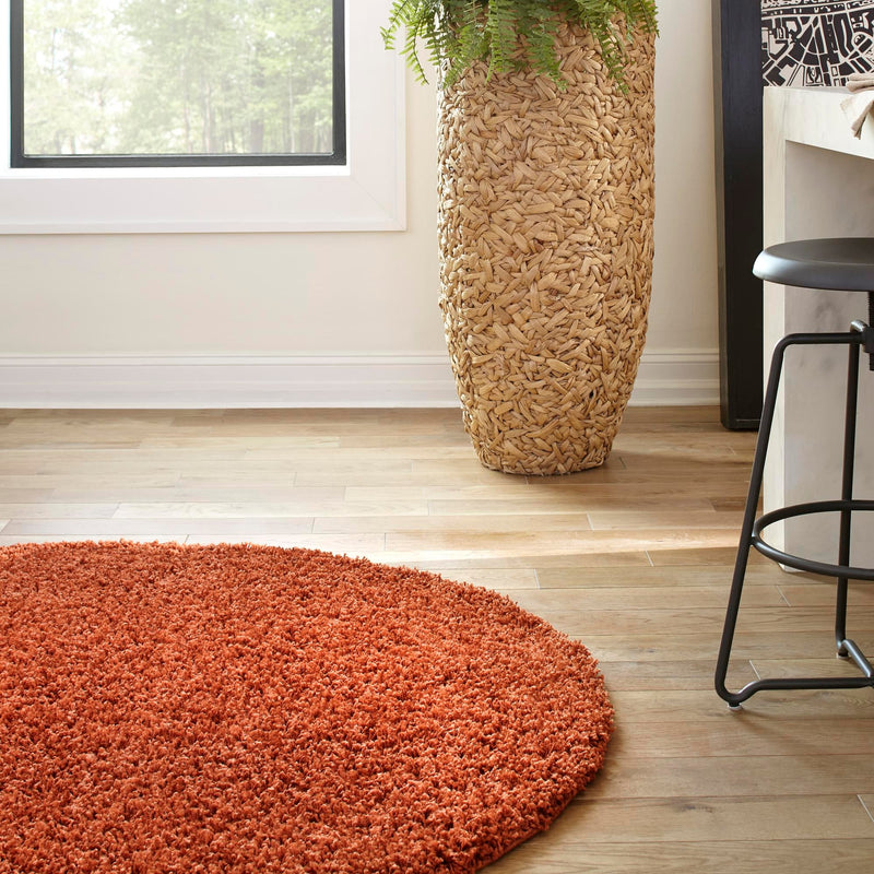 Plush Oasis Collection Area Rug - Serenity (Terracotta) Oval Terracotta  lifestyle 43