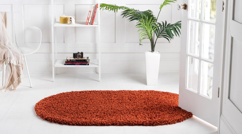 Plush Oasis Collection Area Rug - Serenity (Terracotta) Oval Terracotta  lifestyle 9