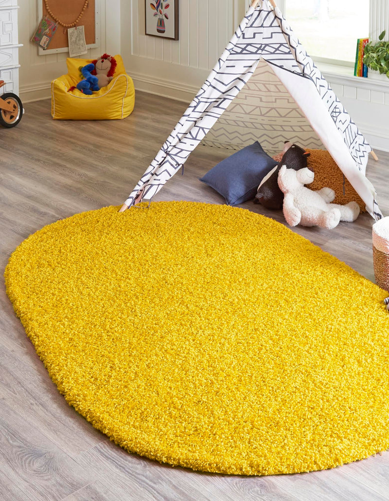 Plush Oasis Collection Area Rug - Serenity (Tuscan Sun Yellow) Oval Tuscan Sun Yellow  lifestyle 0