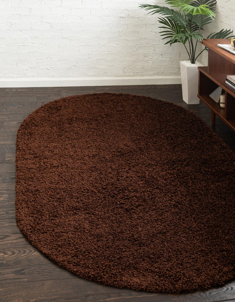 Plush Oasis Collection Area Rug - Serenity (Chocolate Brown) Oval Chocolate Brown  lifestyle 0