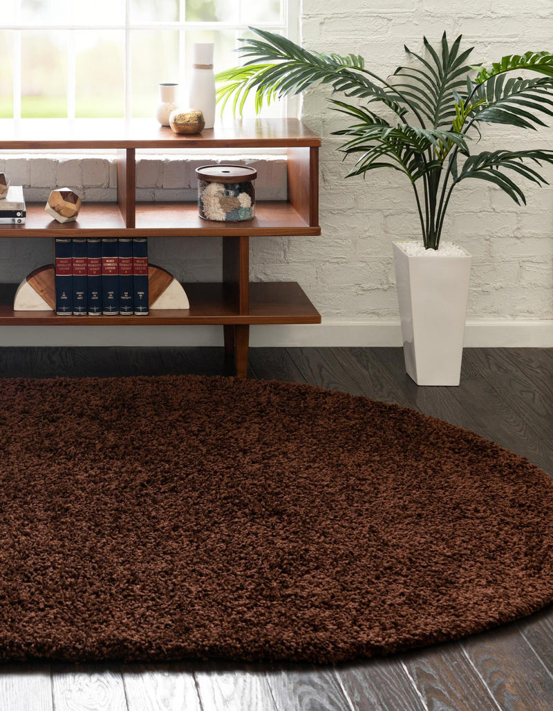 Plush Oasis Collection Area Rug - Serenity (Chocolate Brown) Oval Chocolate Brown  lifestyle 9