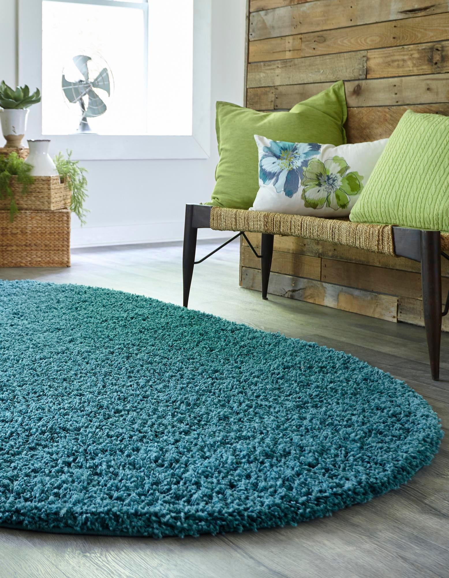 Plush Oasis Collection Area Rug - Serenity (Deep Aqua Blue)