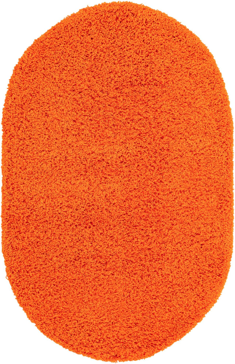 Plush Oasis Collection Area Rug - Serenity (Tiger Orange) Oval Tiger Orange Main