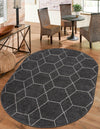 Lattice Garden Collection Area Rug - Arborville (Dark Gray) Oval Dark Gray  lifestyle 0