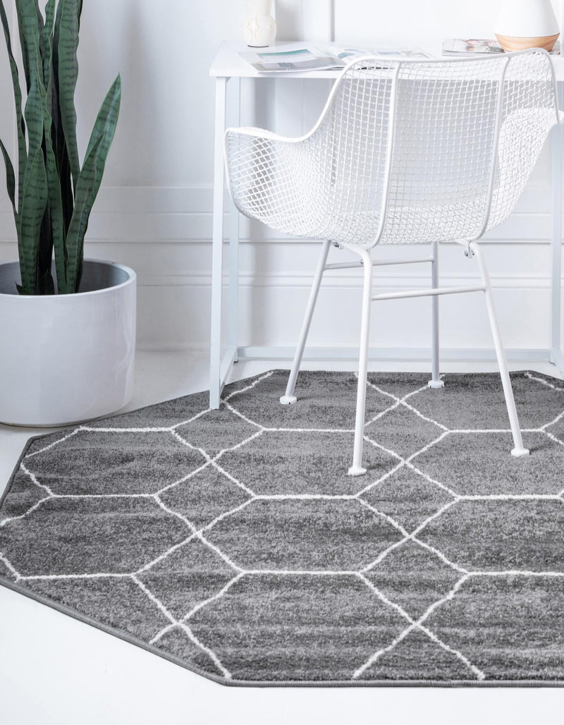 Lattice Garden Collection Area Rug - Arborville (Dark Gray) Octagon Dark Gray  lifestyle 3