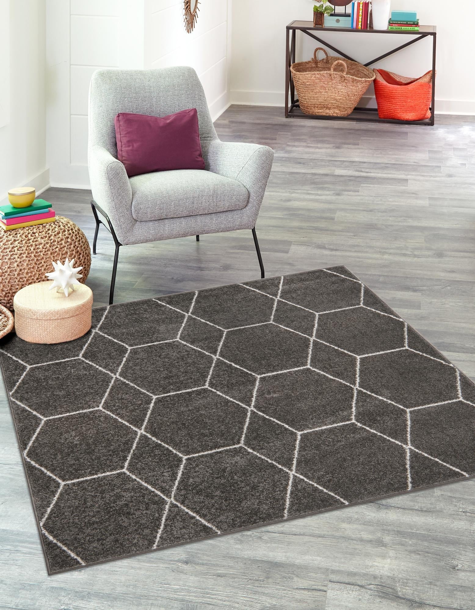 Trellis Mosaic Collection Area Rug - Arborville (Dark Gray)