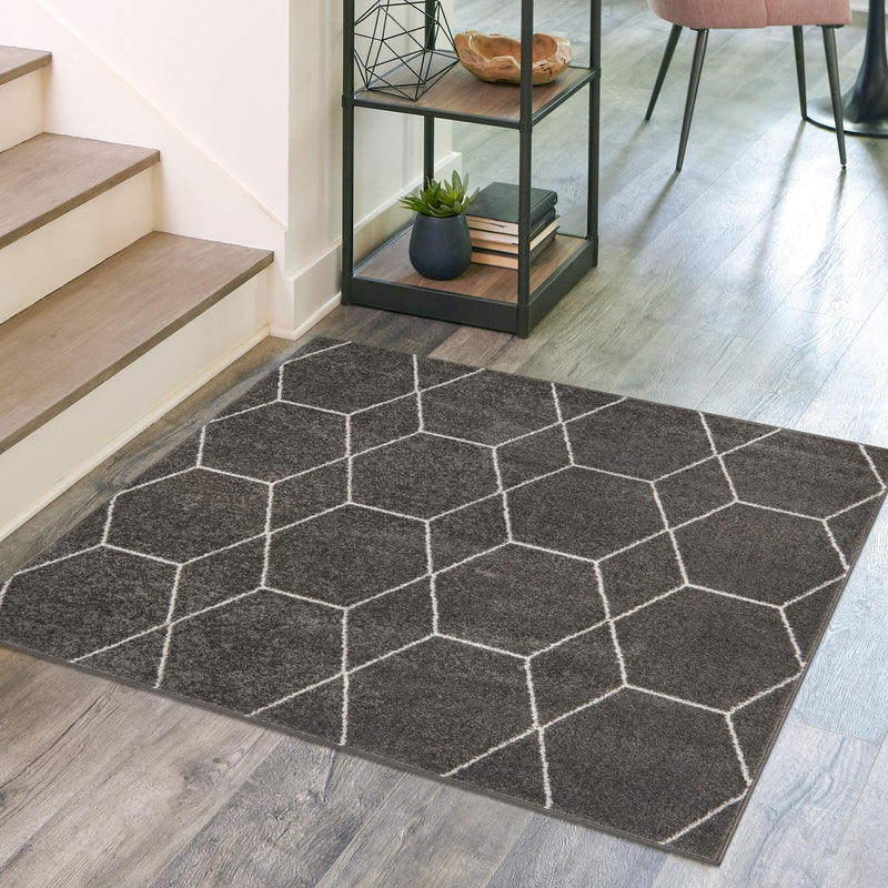 Lattice Garden Collection Area Rug - Arborville (Dark Gray) Square Dark Gray  lifestyle 40