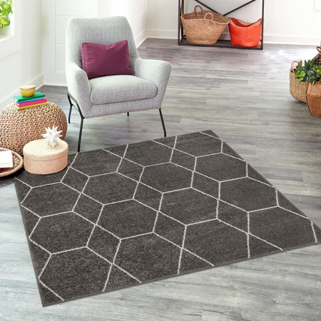 Trellis Mosaic Collection Area Rug - Arborville (Dark Gray)