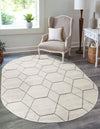 Lattice Garden Collection Area Rug - Arborville (Ivory) Oval Ivory  lifestyle 0