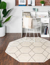 Lattice Garden Collection Area Rug - Arborville (Ivory) Octagon Ivory  lifestyle 0