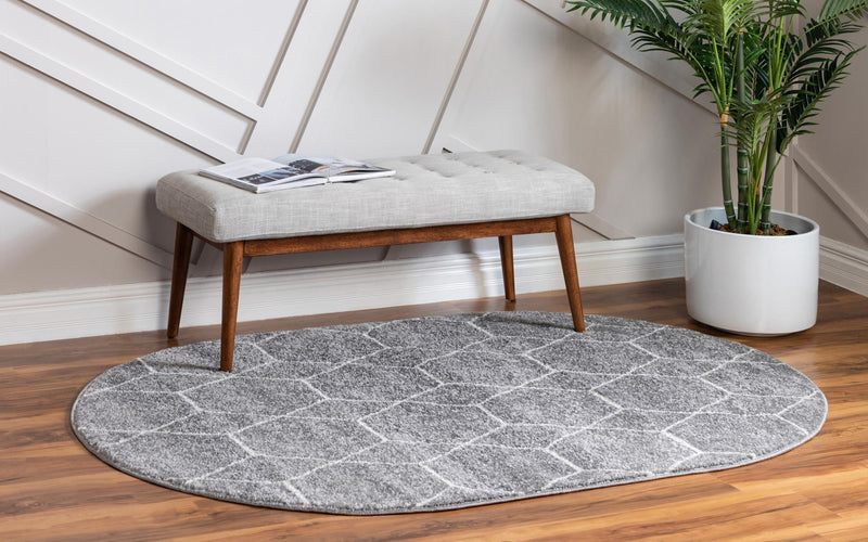 Lattice Garden Collection Area Rug - Arborville (Light Gray) Oval Light Gray  lifestyle 5