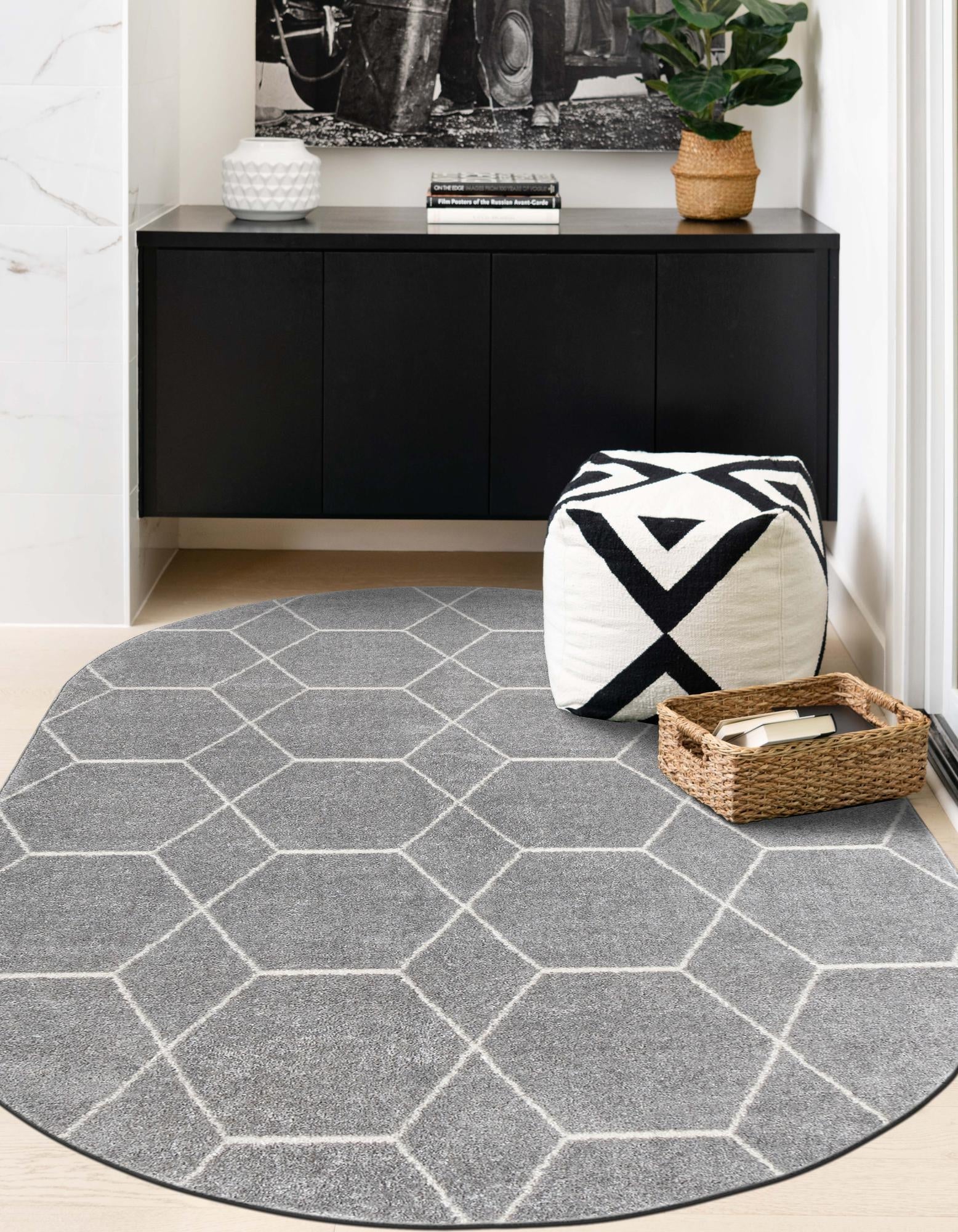 Trellis Mosaic Collection Area Rug - Arborville (Light Gray)