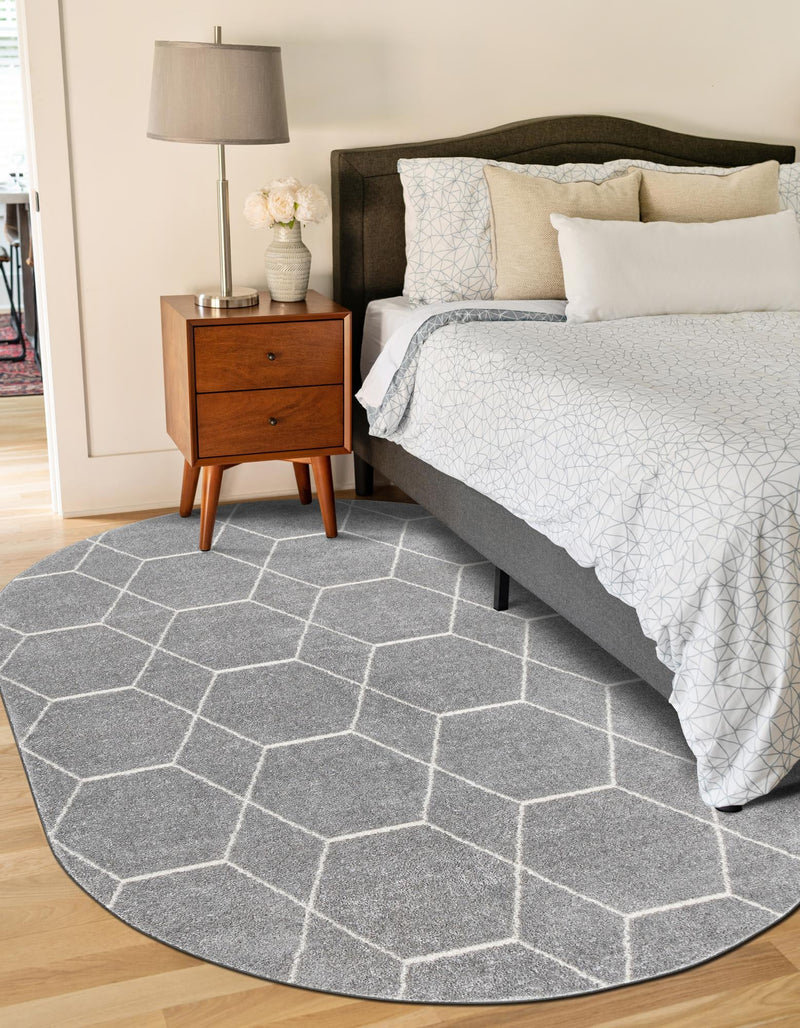 Lattice Garden Collection Area Rug - Arborville (Light Gray) Oval Light Gray  lifestyle 28