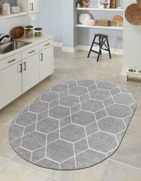 Trellis Mosaic Collection Area Rug - Arborville (Light Gray)