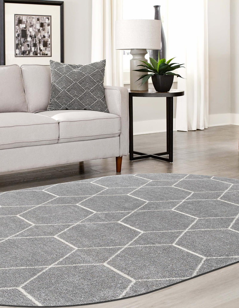 Lattice Garden Collection Area Rug - Arborville (Light Gray) Oval Light Gray  lifestyle 46