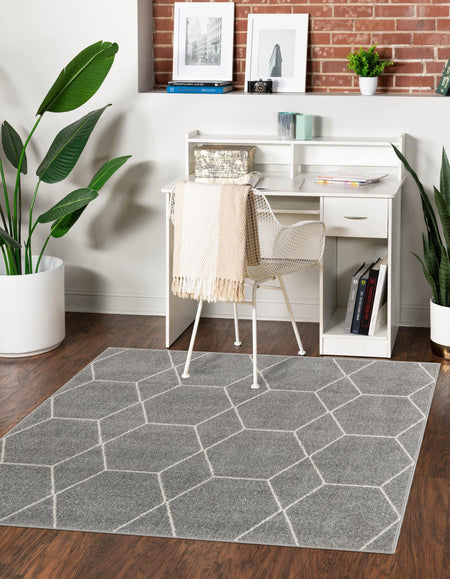 Trellis Mosaic Collection Area Rug - Arborville (Light Gray)