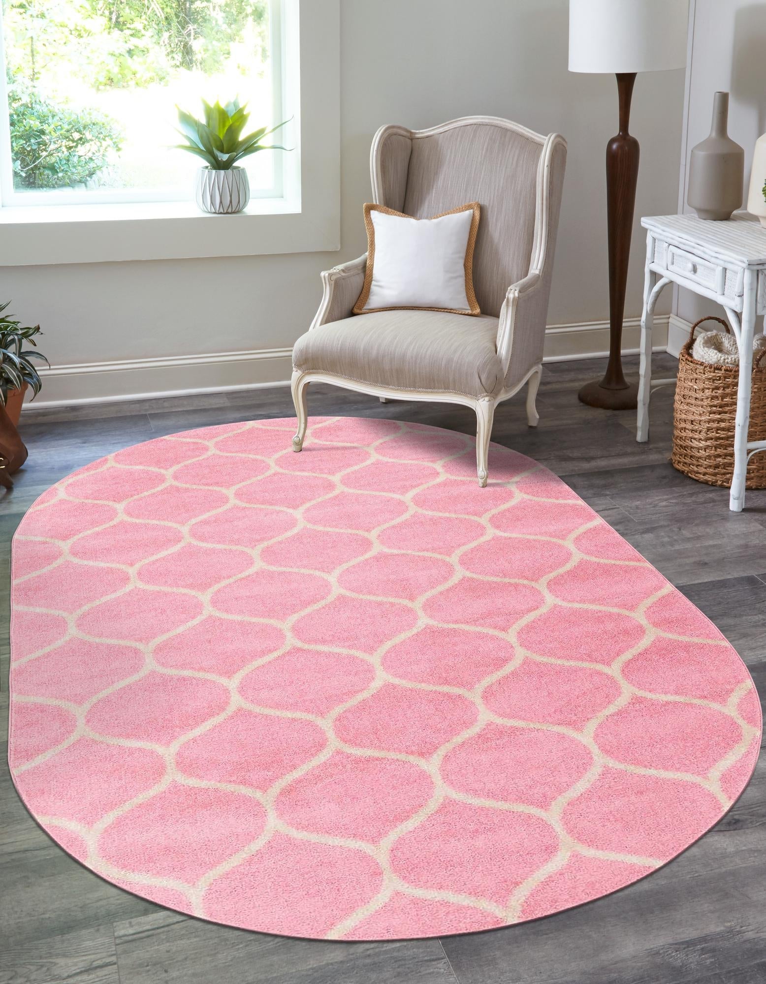 Trellis Mosaic Collection Area Rug -  Pergolatown (Light Pink)