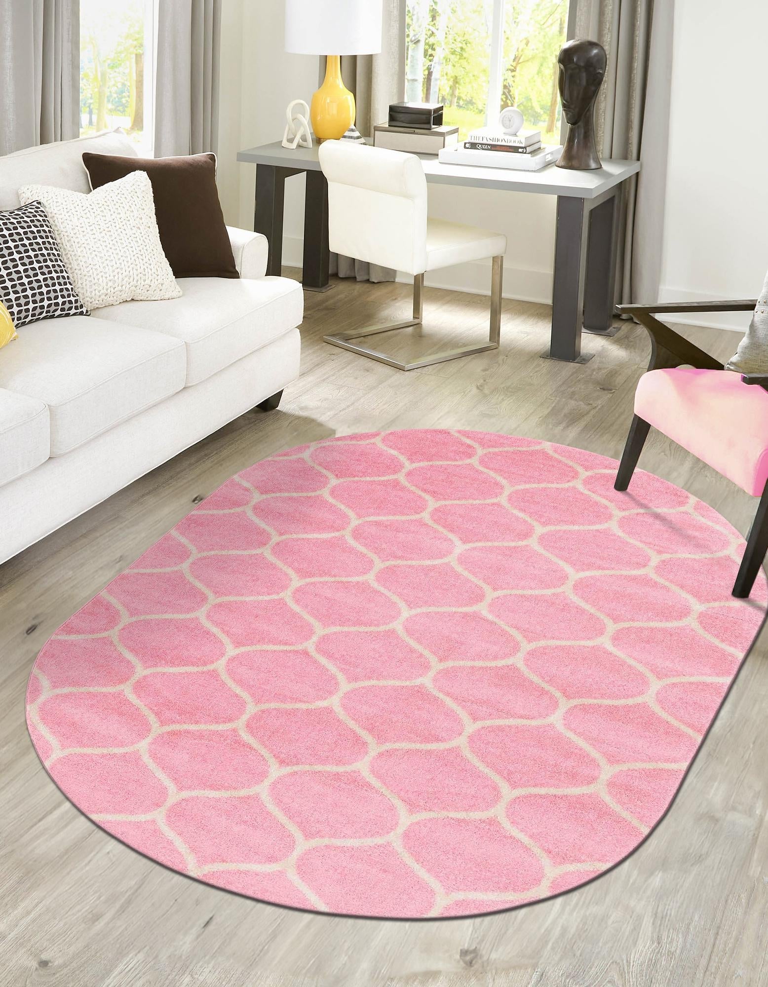 Trellis Mosaic Collection Area Rug -  Pergolatown (Light Pink)