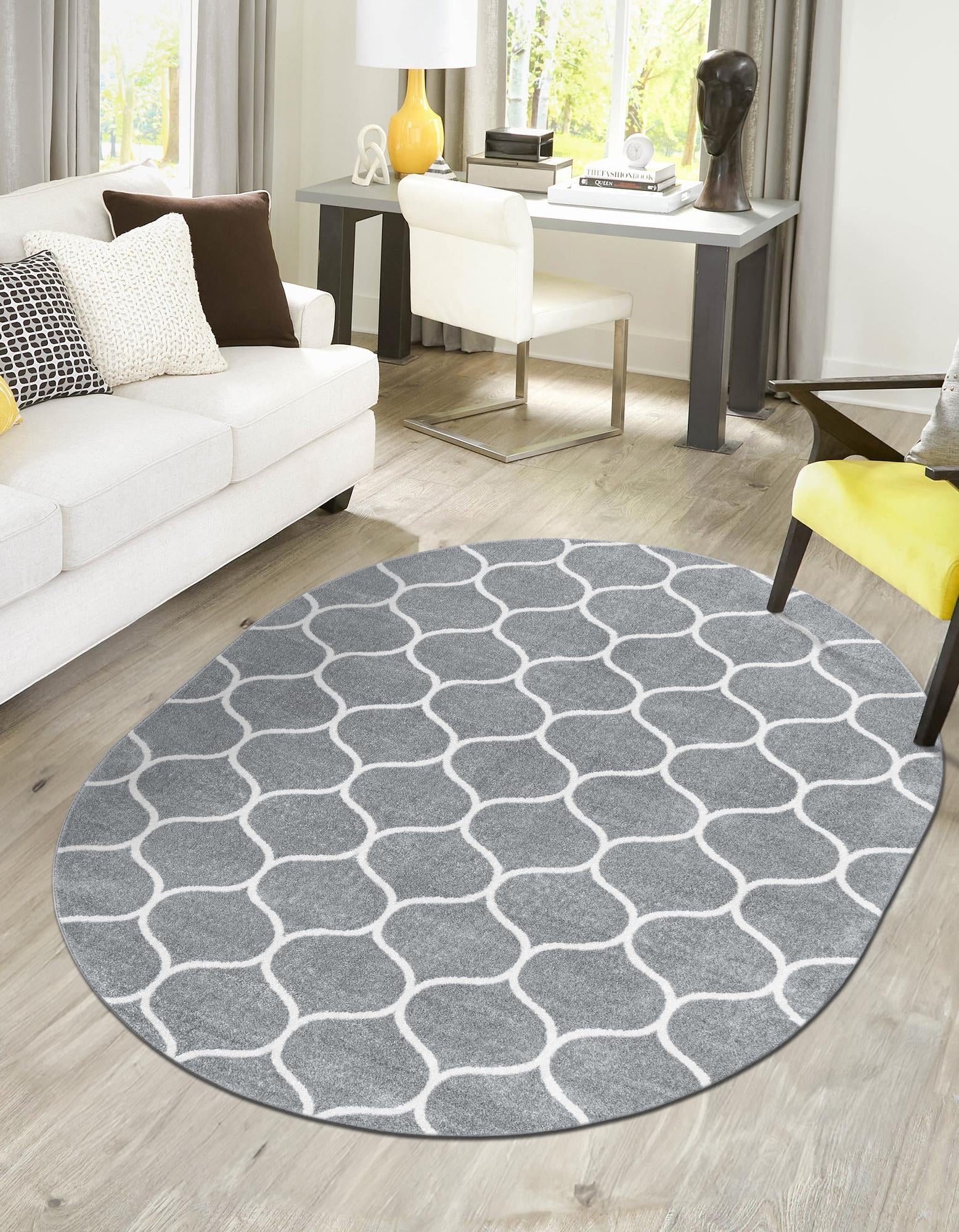 Trellis Mosaic Collection Area Rug -  Pergolatown (Light Gray)