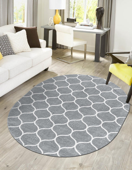 Trellis Mosaic Collection Area Rug -  Pergolatown (Light Gray)