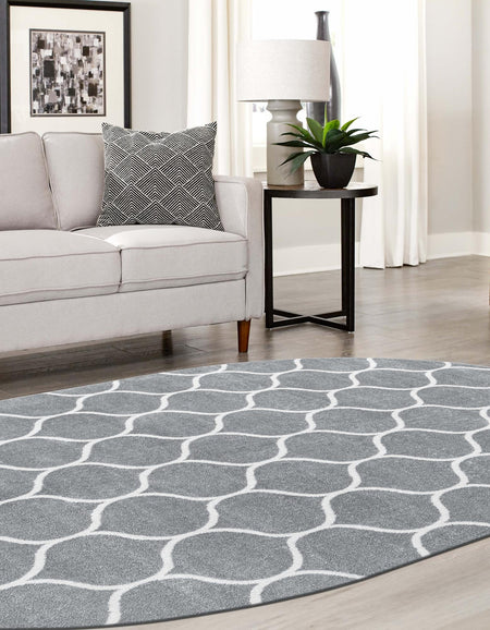 Trellis Mosaic Collection Area Rug -  Pergolatown (Light Gray)