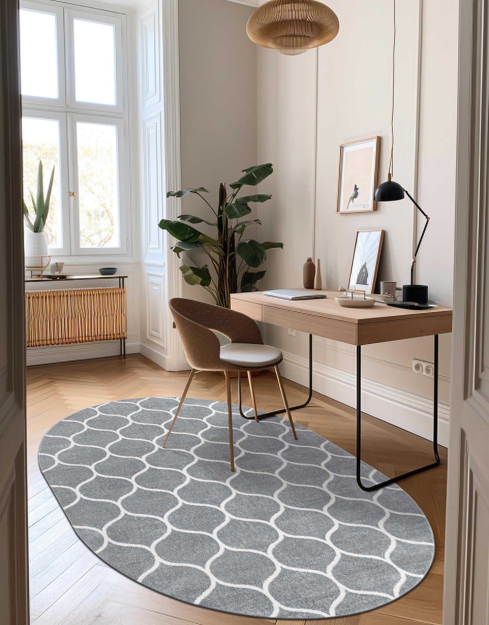 Trellis Mosaic Collection Area Rug -  Pergolatown (Light Gray)