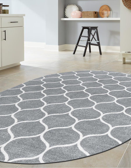 Trellis Mosaic Collection Area Rug -  Pergolatown (Light Gray)