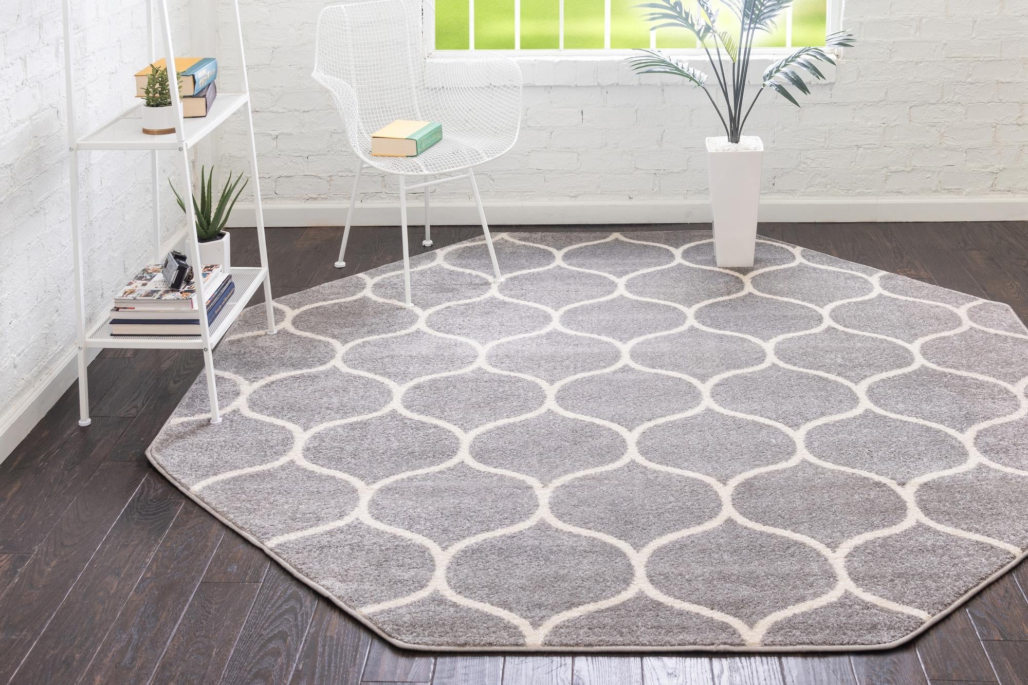 Trellis Mosaic Collection Area Rug -  Pergolatown (Light Gray)