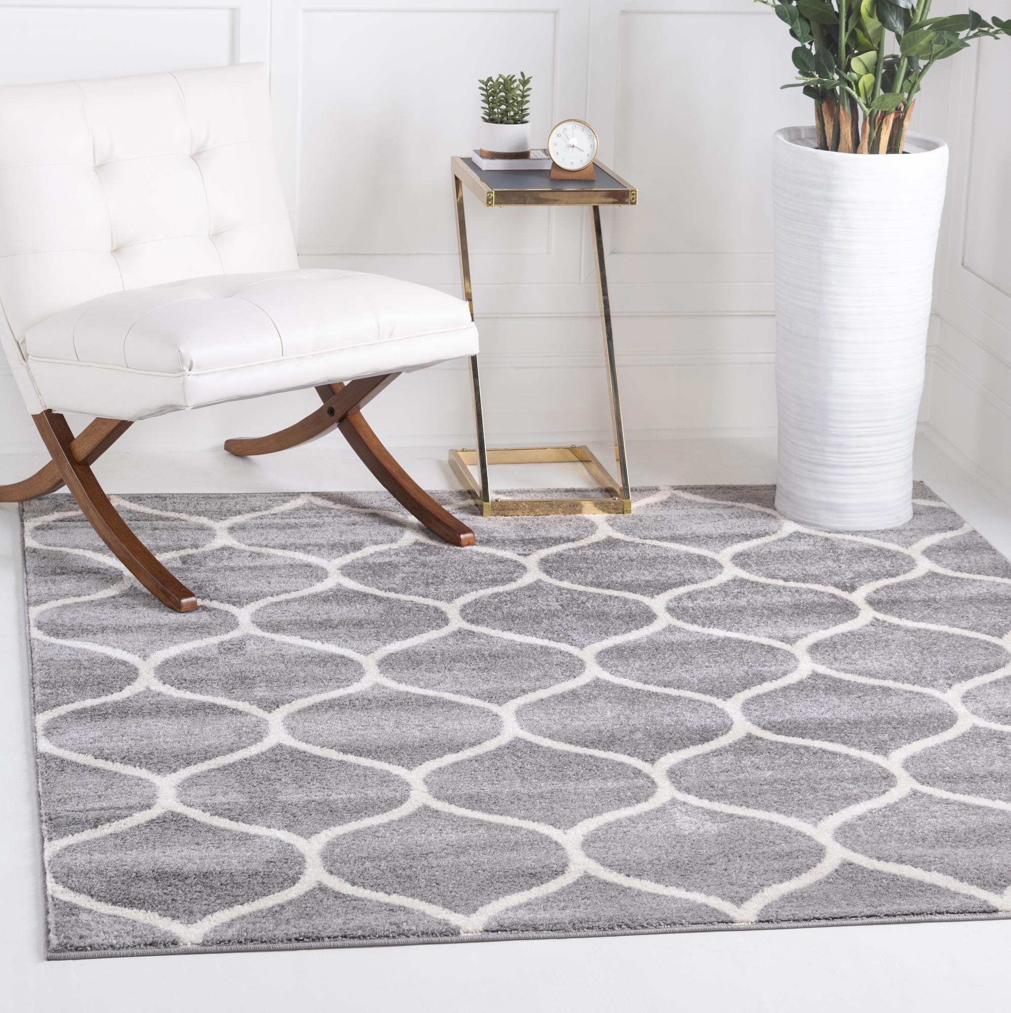 Trellis Mosaic Collection Area Rug -  Pergolatown (Light Gray)