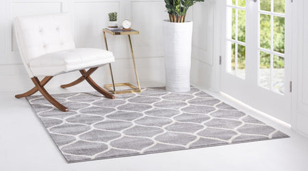 Trellis Mosaic Collection Area Rug -  Pergolatown (Light Gray)